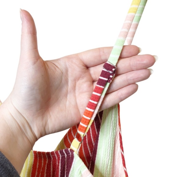 Wild Fable Colorful Rainbow Striped Front Knot Spaghetti Strap Romper - Picture 11 of 16